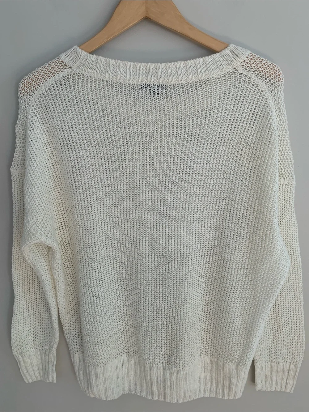 J. Crew Linen Crew Neck Beach Sweater Cream Size Large L5934 Semi Sheer Coastal